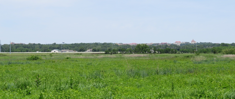 Lawrence, Kansas, off in the distance as viewed from Blanton’s Bridge